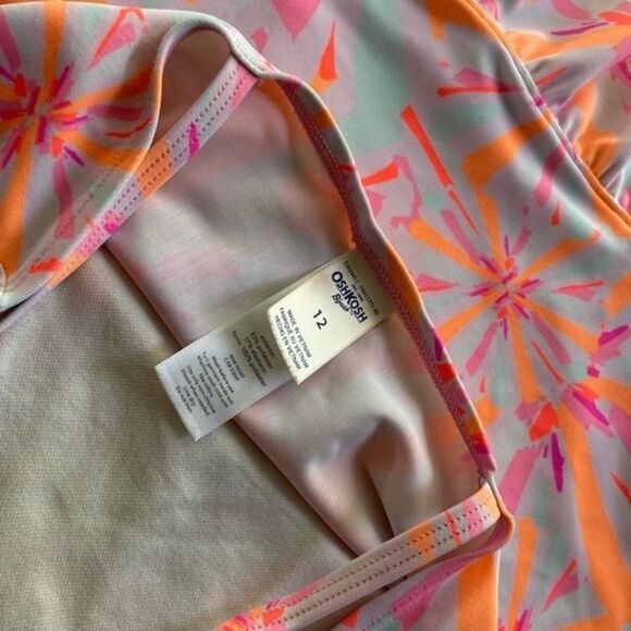 OshKosh B’gosh Tankini Summer Pink / Orange Adorable Swirl Print- Girls Size 12 - Picture 11 of 12